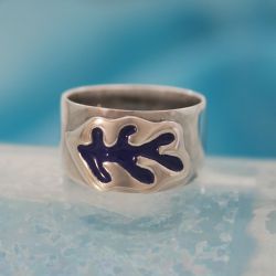 Zilveren ring met blauwe email