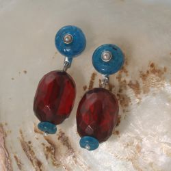 Glas, barnsteen en parel oorhangers