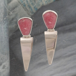 Zilveren oorhangers met rodochrosiet
