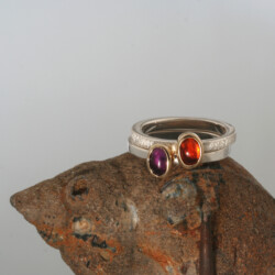 Goud/zilveren ringen met amethyst en andesien