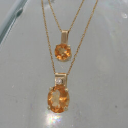 Geelgouden hanger met goudcitrien en briljant